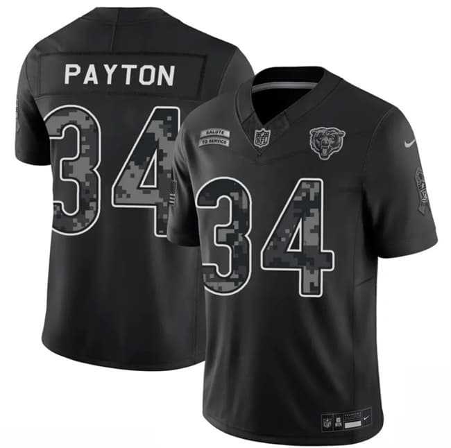 Mens Chicago Bears #34 Walter Payton Black 2026 F.U.S.E. Salute to Service Limited Stitched Jersey->chicago bears->NFL Jersey