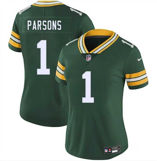 Womens Green Bay Packers #1 Micah Parsons Green 2025 Vapor Untouchable Limited Stitched Jersey Dzhi