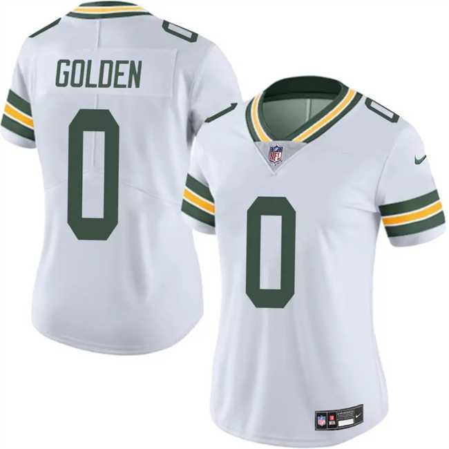 Womens Green Bay Packers #0 Matthew Golden White 2025 Draft Vapor Untouchable Limited Stitched Jersey Dzhi