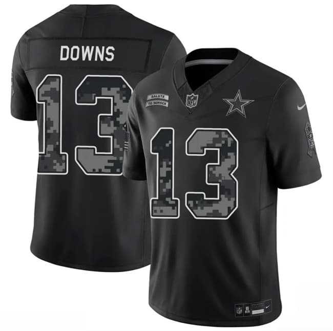 Mens Dallas Cowboys #13 Caleb Downs Black 2026 F.U.S.E. Salute to Service Limited Stitched Jersey
