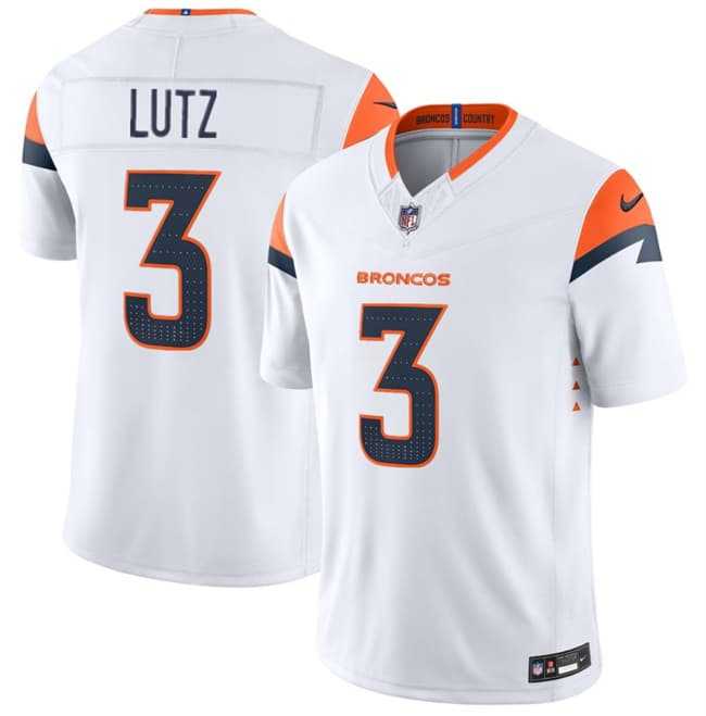 Mens Denver Broncos #3 Wil Lutz White 2026 F.U.S.E. Vapor Limited Stitched Jersey