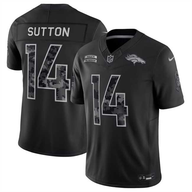 Mens Denver Broncos #14 Courtland Sutton Black 2026 F.U.S.E. Salute to Service Limited Stitched Stitched Jersey
