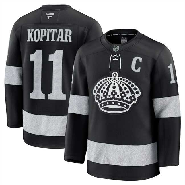 Mens Los Angeles Kings #11 Anze Kopitar Black Alternate Stitched Jersey Dzhi