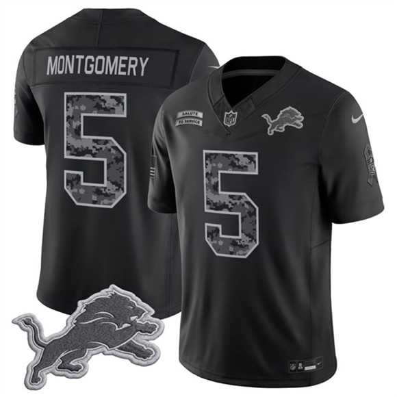Mens Detroit Lions #5 David Montgomery Black F.U.S.E. 2026 Salute to Service Limited Stitched Jersey
