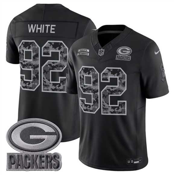 Mens Green Bay Packers #92 Reggie White Black 2026 F.U.S.E. Salute to Service Limited Stitched Jersey