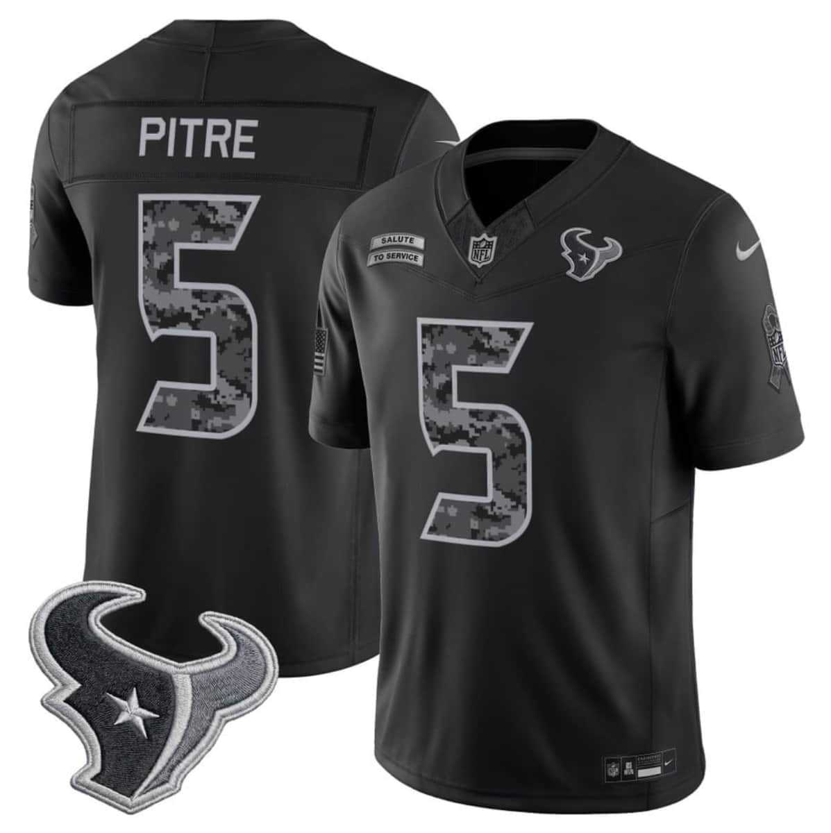 Mens Houston Texans #5 Jalen Pitre Black F.U.S.E. 2026 Salute to Service Limited Stitched Jersey->houston texans->NFL Jersey Mens Houston Texans #5 Jalen Pitre Black F.U.S.E. 2026 Salute to Service Limited Stitched Jersey->houston texans->NFL Jersey