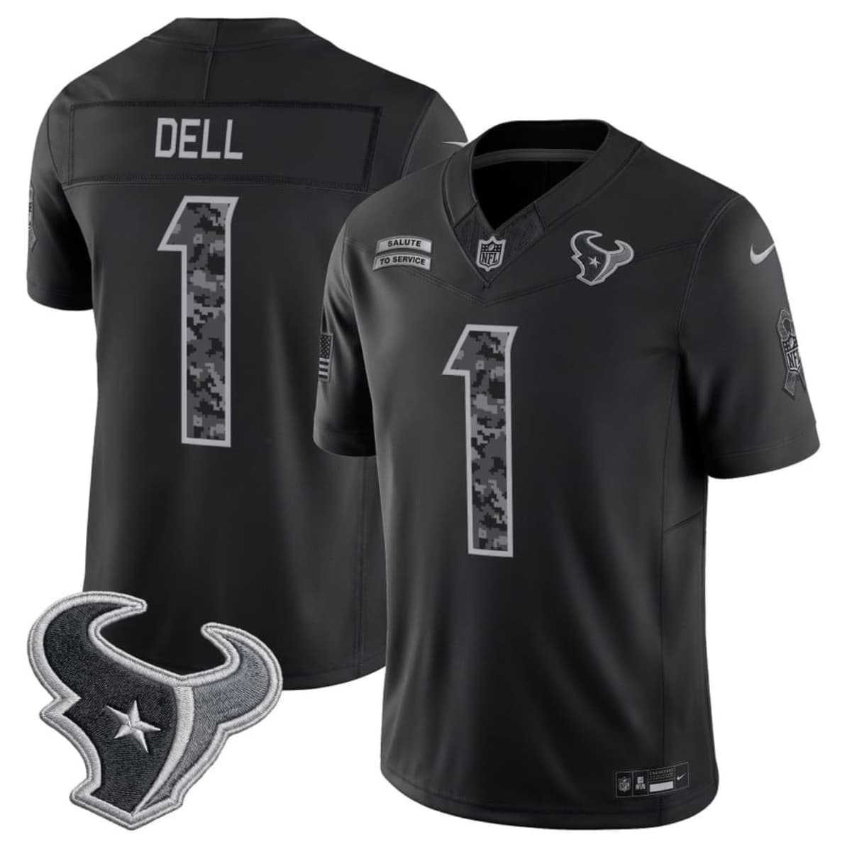 Mens Houston Texans #1 Tank Dell Black F.U.S.E. 2026 Salute to Service Limited Stitched Jersey->houston texans->NFL Jersey Mens Houston Texans #1 Tank Dell Black F.U.S.E. 2026 Salute to Service Limited Stitched Jersey->houston texans->NFL Jersey