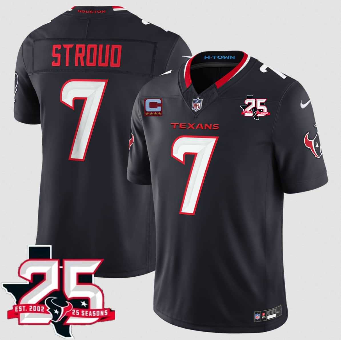 Mens Houston Texans #7 C.J. Stroud Navy 2nd Alternate 2026 With 25th Anniversary Patch And 4-Star C Patch F.U.S.E. Vapor Limited Stitched Jersey->houston texans->NFL Jersey Mens Houston Texans #7 C.J. Stroud Navy 2nd Alternate 2026 With 25th Anniversary Patch And 4-Star C Patch F.U.S.E. Vapor Limited Stitched Jersey->houston texans->NFL Jersey