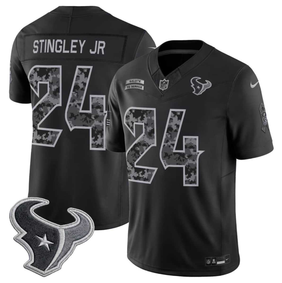 Mens Houston Texans #24 Derek Stingley Jr. Black F.U.S.E. 2026 Salute to Service Limited Stitched Jersey->houston texans->NFL Jersey Mens Houston Texans #24 Derek Stingley Jr. Black F.U.S.E. 2026 Salute to Service Limited Stitched Jersey->houston texans->NFL Jersey
