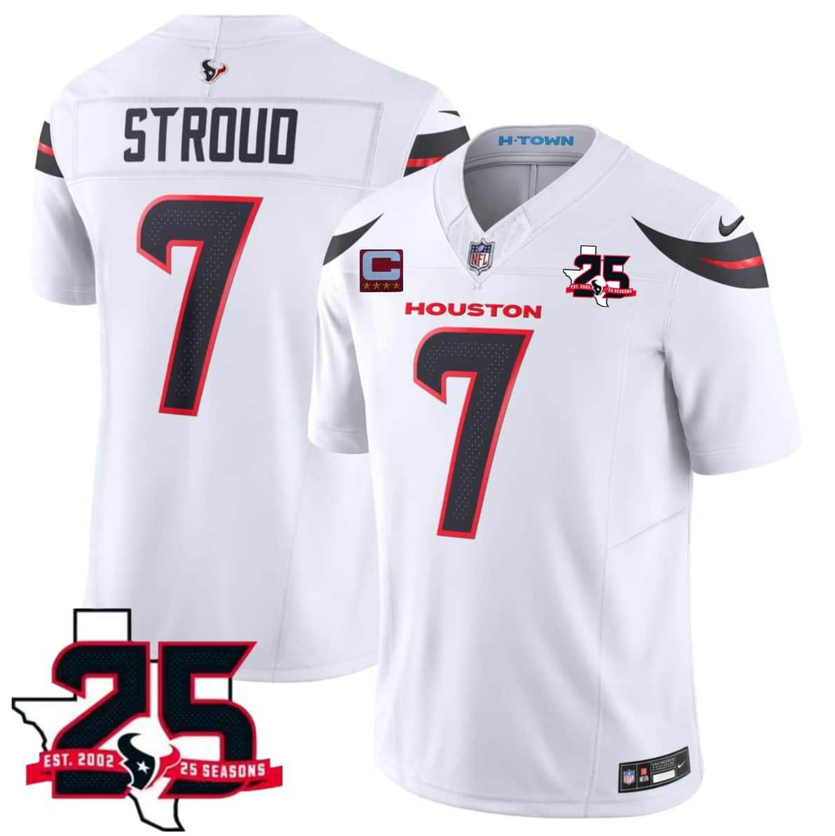 Mens Houston Texans #7 C.J. Stroud White 2026 With 25th Anniversary Patch And 4-Star C Patch F.U.S.E. Vapor Limited Stitched Jersey->houston texans->NFL Jersey Mens Houston Texans #7 C.J. Stroud White 2026 With 25th Anniversary Patch And 4-Star C Patch F.U.S.E. Vapor Limited Stitched Jersey->houston texans->NFL Jersey