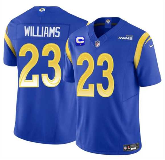 Mens Los Angeles Rams #23 Kyren Williams Blue 2025 F.U.S.E. With 1-Star C Patch Vapor Untouchable Stitched Jersey Dzhi
