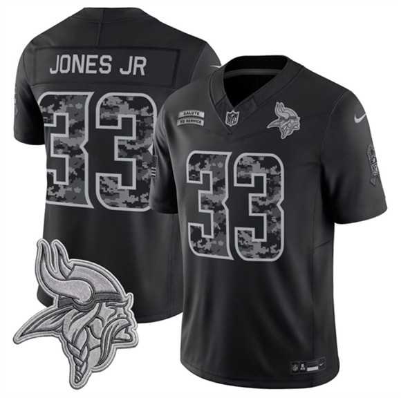Mens Minnesota Vikings #33 Aaron Jones Sr. Black 2026 F.U.S.E. Salute to Service Limited Stitched Jersey