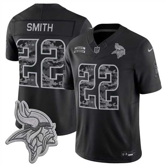 Mens Minnesota Vikings #22 Harrison Smith Black 2026 F.U.S.E. Salute to Service Limited Stitched Jersey