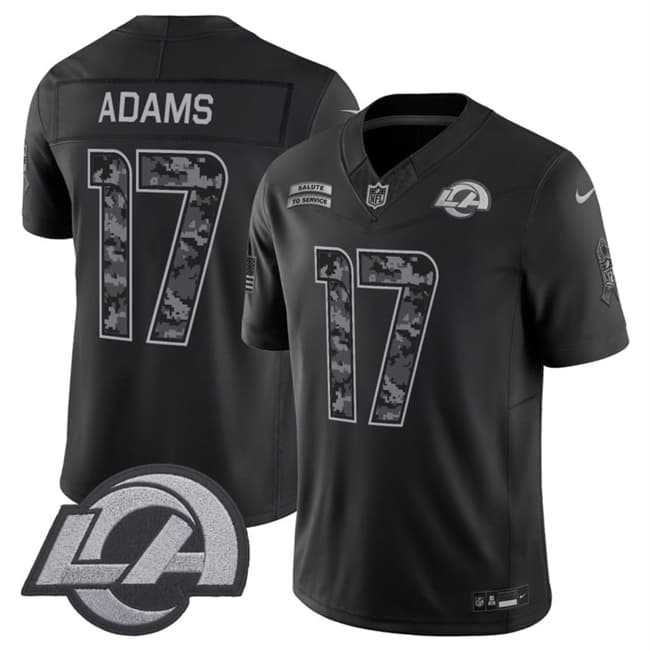 Mens Los Angeles Rams #17 Davante Adams Black 2026 F.U.S.E. Salute to Service Limited Stitched Jersey