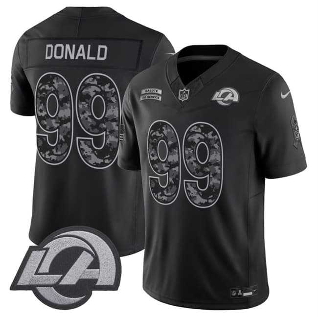 Mens Los Angeles Rams #99 Aaron Donald Black 2026 F.U.S.E. Salute to Service Limited Stitched Jersey