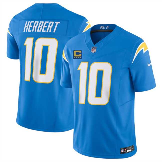 Mens Los Angeles Chargers #10 Justin Herbert Blue 2025 F.U.S.E With 4-Star C Patch Vapor Limited Stitched Jersey Dzhi