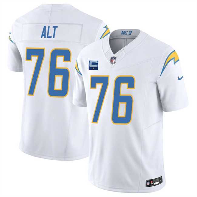 Mens Los Angeles Chargers #76 Joe Alt White 2025 F.U.S.E With 1-Star C Patch Vapor Limited Stitched Jersey Dzhi