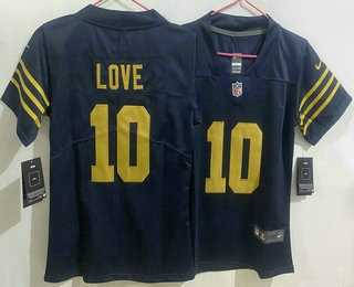 Womens Green Bay Packers #10 Jordan Love Limited Navy Vapor Jersey