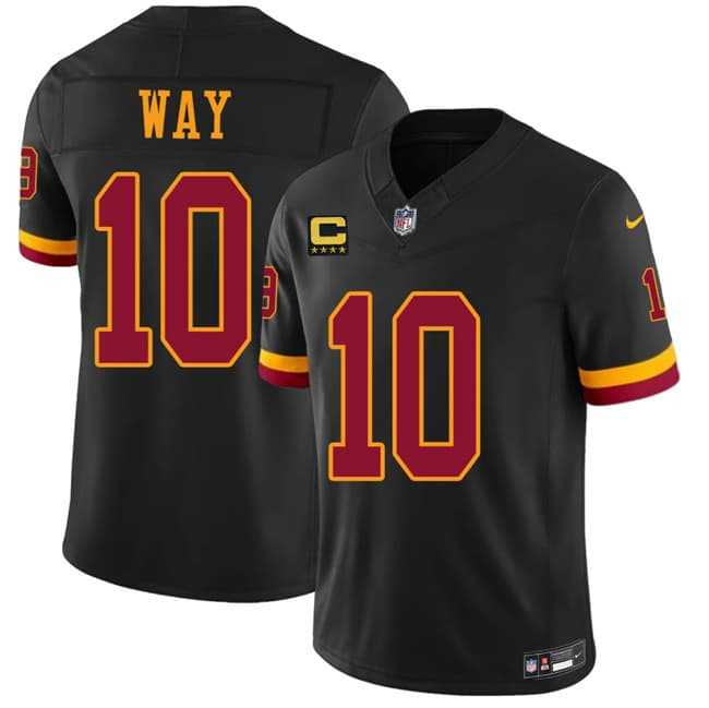 Mens Washington Commanders #10 Tress Way Black 2026 F.U.S.E. With 4-Star C Patch Vapor Limited Stitched Jersey