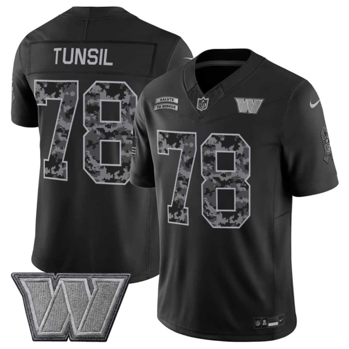 Mens Washington Commanders #78 Laremy Tunsil Black F.U.S.E. 2026 Salute to Service Limited Stitched Jersey