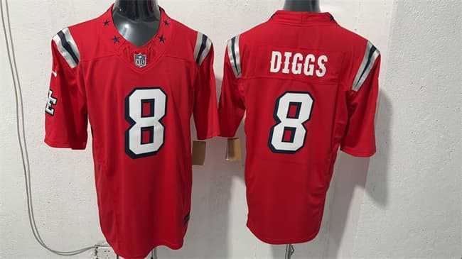 Mens New England Patriots #8 Stefon Diggs Red F.U.S.E. Vapor Limited Football Stitched Jersey