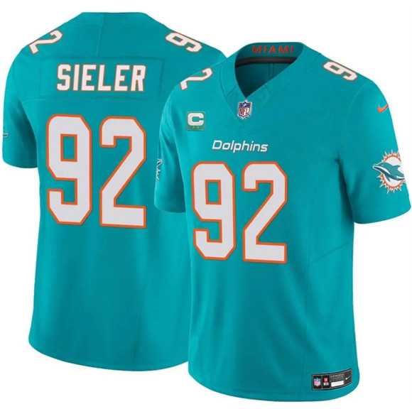 Mens Miami Dolphins #92 Zach Sieler Aqua 2025 F.U.S.E. With 2-Star C Patch Vapor Limited Stitched Jersey Dzhi