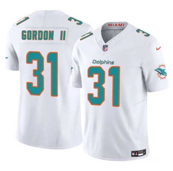 Mens Miami Dolphins #31 Ollie Gordon II White 2025 F.U.S.E. Vapor Limited Stitched Jersey Dzhi