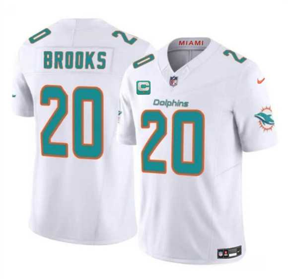 Mens Miami Dolphins #20 Jordyn Brooks White 2025 F.U.S.E. With 1-Star C Patch Vapor Limited Stitched Jersey Dzhi