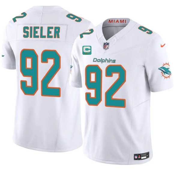 Mens Miami Dolphins #92 Zach Sieler White 2025 F.U.S.E. With 2-Star C Patch Vapor Limited Stitched Jersey Dzhi