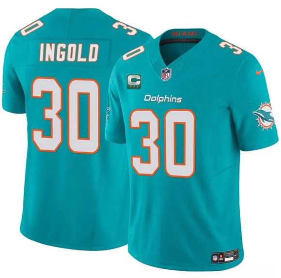 Mens Miami Dolphins #30 Alec Ingold Aqua 2025 F.U.S.E. With 3-Star C Patch Vapor Limited Stitched Jersey Dzhi