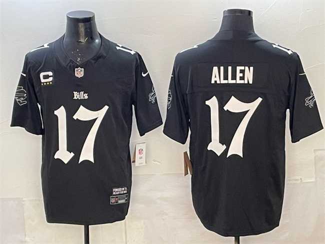 Mens Buffalo Bills #17 Josh Allen Black F.U.S.E. Gothic Cold Front Edition With 4-Star C Patch Vapor Limited Stitched Jersey Dzhi
