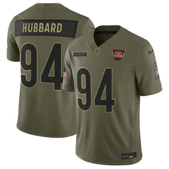 Mens Cincinnati Bengals #94 Sam Hubbard Olive 2025 Salute to Service Limited Stitched Jersey Dyin