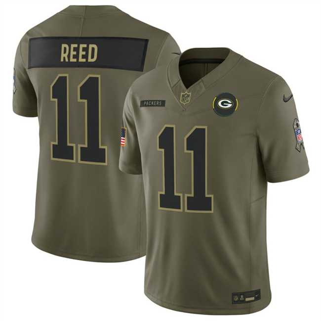 Mens Green Bay Packers #11 Jayden Reed Olive 2025 F.U.S.E. Salute to Service Limited Stitched Jersey Dyin