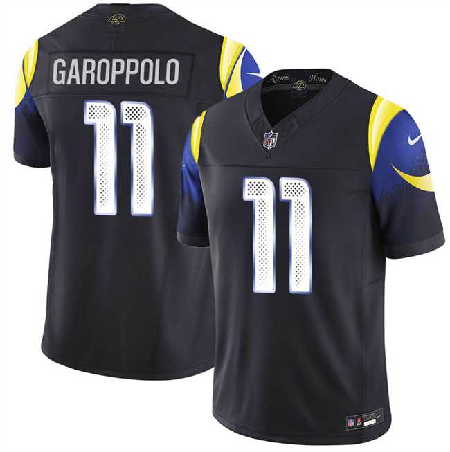 Mens Los Angeles Rams #11 Jimmy Garoppolo midnight blue 2025 F.U.S.E. Rivalries Vapor Limited Stitched Jersey