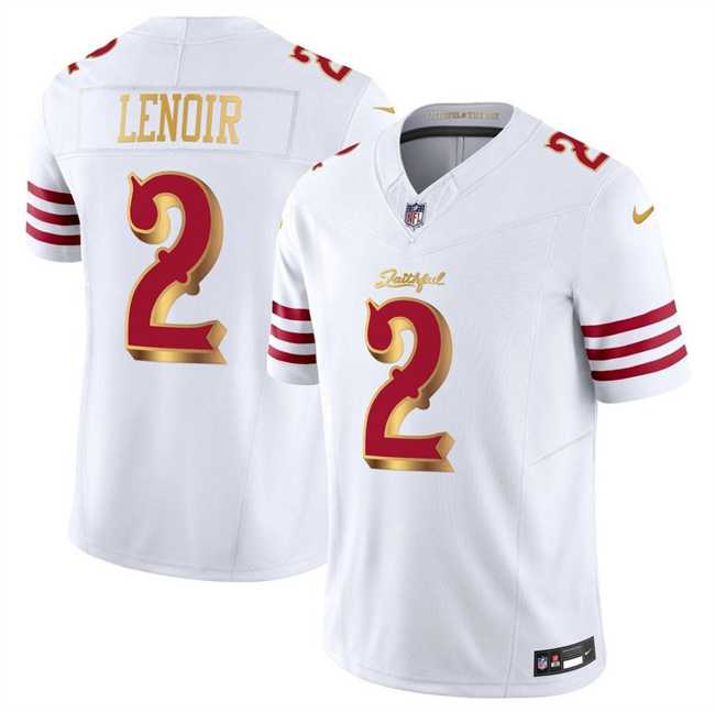 Mens San Francisco 49ers #2 Deommodore Lenoir White Gold 2025 F.U.S.E. Rivalries Vapor Limited Stitched Jersey