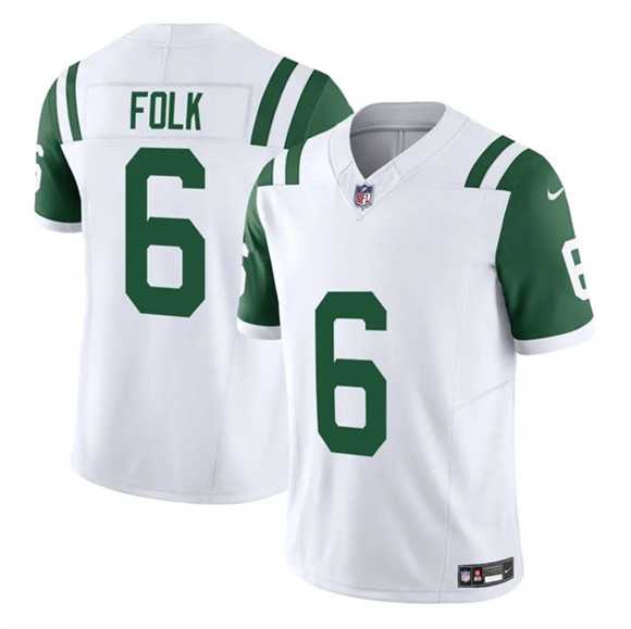 Mens New York Jets #6 Nick Folk White 2025 F.U.S.E. Classic Alternate Vapor Untouchable Limited Stitched Jersey