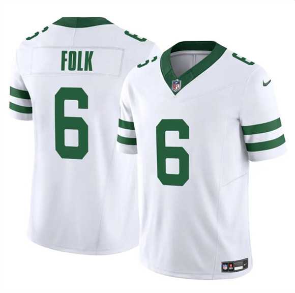 Mens New York Jets #6 Nick Folk White 2025 F.U.S.E. Vapor Untouchable Limited Stitched Jersey
