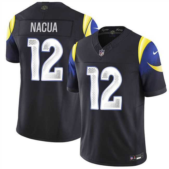 Mens Los Angeles Rams #12 Puka Nacua Black 2025 F.U.S.E. Rivalries Vapor Limited Stitched Jersey Dzhi
