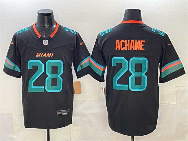 Mens Miami Dolphins #28 DeVon Achane Black 2025 F.U.S.E. Rivalries Vapor Limited Stitched Jersey Dzhi