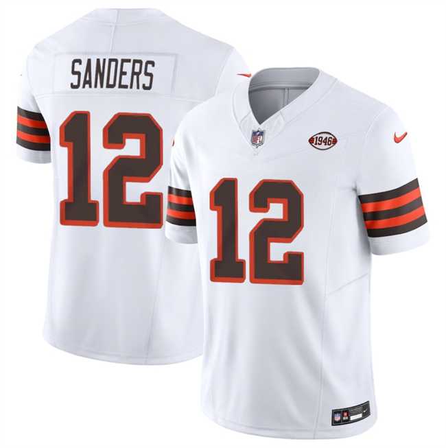 Men & Women & Youth Cleveland Browns #12 Shedeur Sanders White 2025 Draft 1946 Collection F.U.S.E. Vapor Limited Stitched Jersey