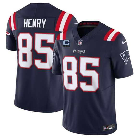 Mens New England Patriots #85 Hunter Henry Navy 2025 F.U.S.E. With 4-Star C Patch Vapor Limited Stitched Jersey Dzhi