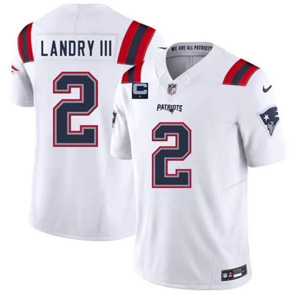 Mens New England Patriots #2 Harold Landry III White 2025 F.U.S.E. With 1-Star C Patch Vapor Limited Stitched Jersey Dzhi