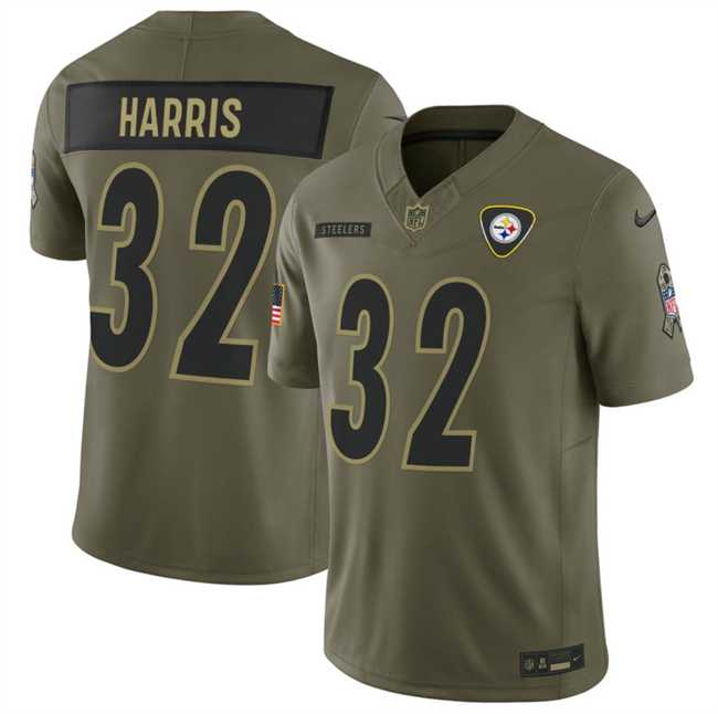Mens Pittsburgh Steelers #32 Franco Harris Olive 2025 F.U.S.E. Salute to Service Limited Stitched Jersey Dyin