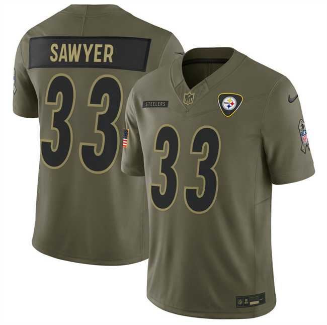Mens Pittsburgh Steelers #33 Jack Sawyer Olive 2025 F.U.S.E. Salute to Service Limited Stitched Jersey Dyin