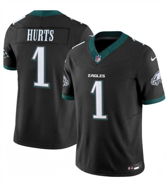 Mens Philadelphia Eagles #1 Jalen Hurts Black 2024 New F.U.S.E. Vapor Untouchable Limited Stitched Jersey Dzhi