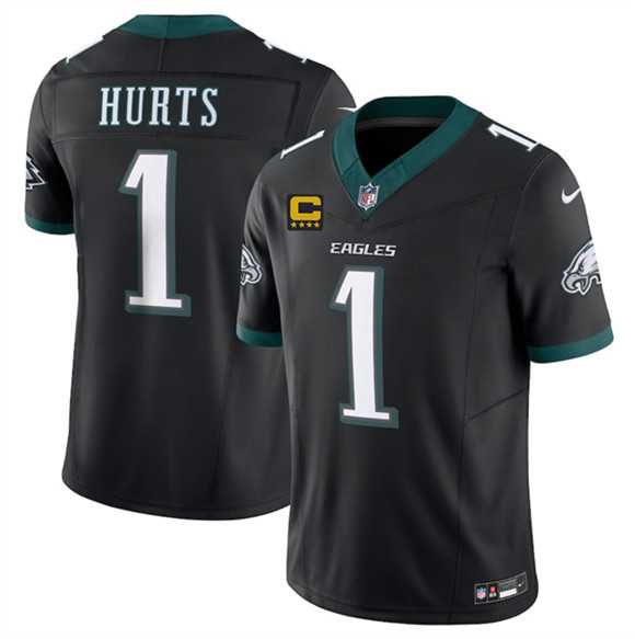 Mens Philadelphia Eagles #1 Jalen Jurts Black 2025 F.U.S.E. With 4-Star C Patch Vapor Untouchable Limited Stitched Jersey Dzhi