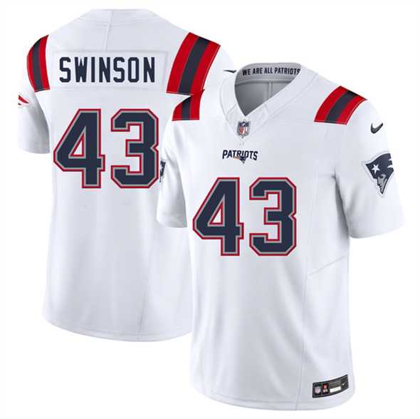 Men & Women & Youth New England Patriots #43 Bradyn Swinson White 2025 F.U.S.E. Vapor Limited Stitched Jersey
