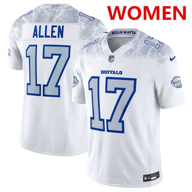Womens Buffalo Bills #17 Josh Allen White 2025 F.U.S.E. Rivalries Vapor Untouchable Stitched Jersey Dzhi