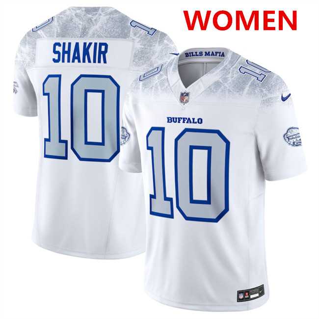 Womens Buffalo Bills #10 Khalil Shakir White 2025 F.U.S.E. Rivalries Vapor Untouchable Stitched Jersey Dzhi