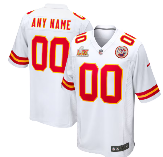 Men's Kansas City Chiefs Nike White Super Bowl LIX Custom Game Jersey->customized nfl jersey->Custom Jersey